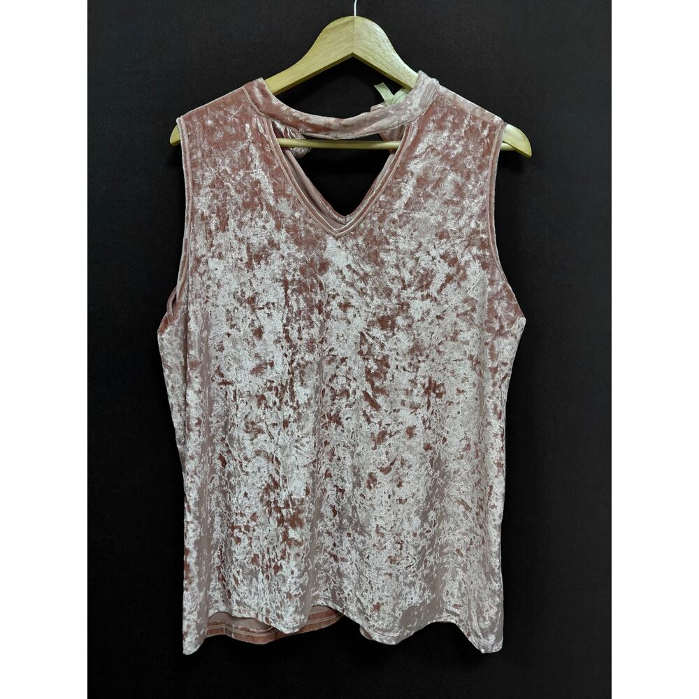 Jesse & J T6123X Jesse & Crushed Velvet Tank Top Pink Size 1X-See Measurements